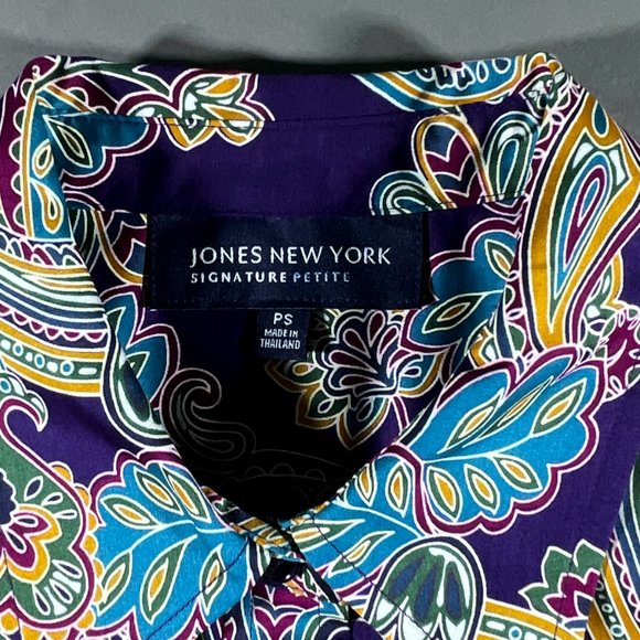 NWT Jones New York Multi Color Paisley Design Blouse Size PS - Picture 4 of 14